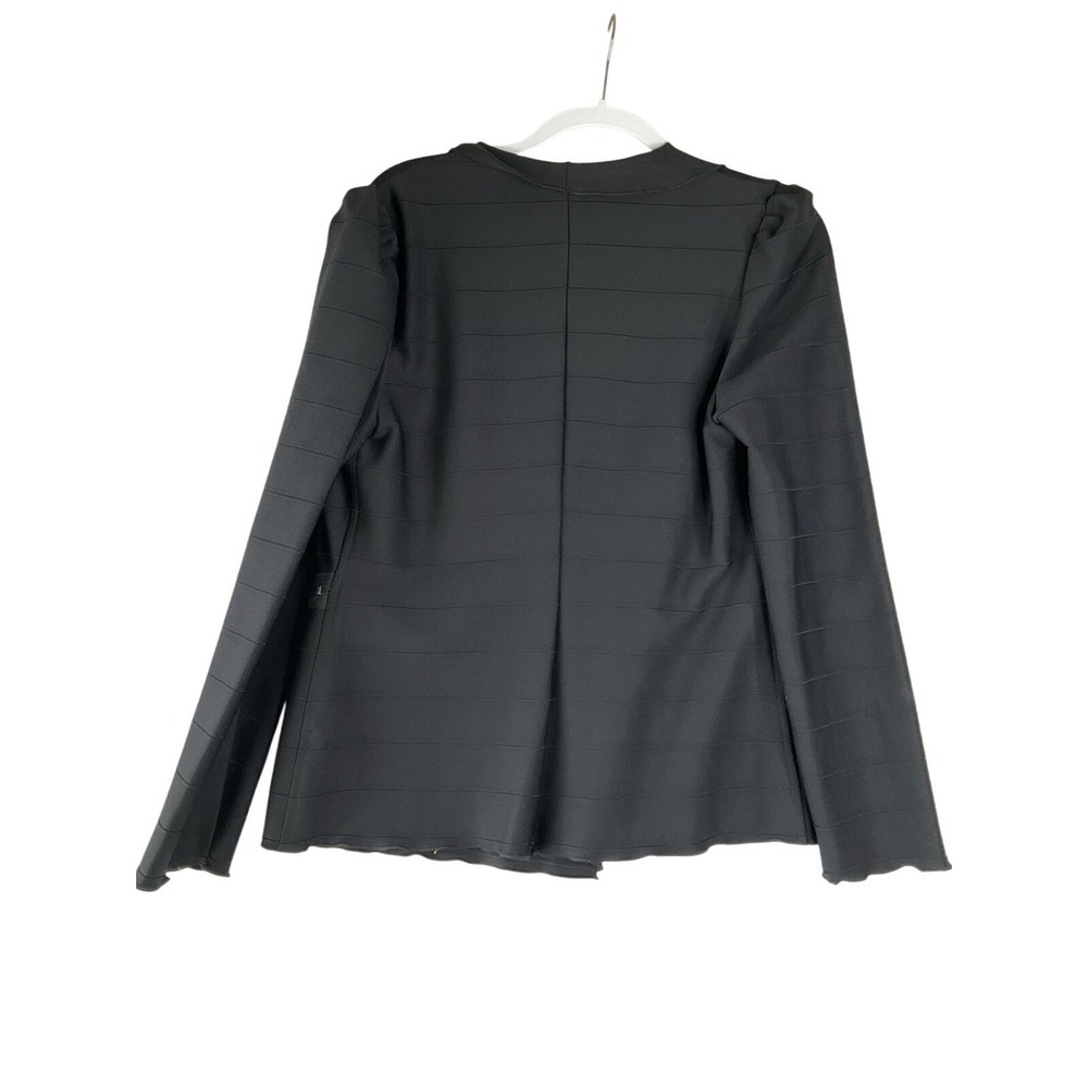 Joseph Ribbkoff Black Double Breasted Jacquard Blazer Zippers Stretch Chic 14 - Picture 2 of 7